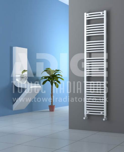 Picture of 400mm Wide 1750mm High White Curved Towel Radiator