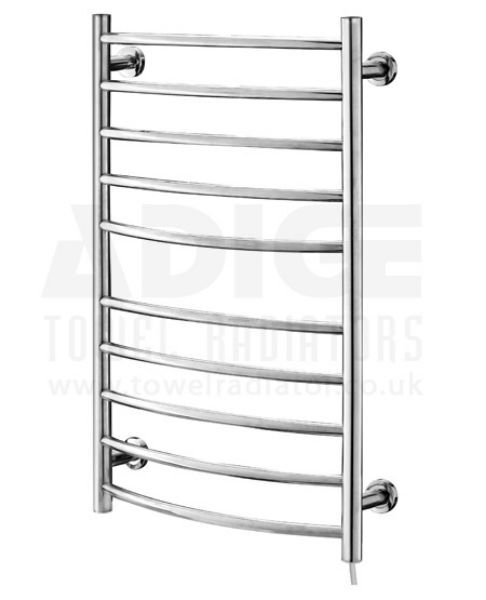 Picture of 530mm Wide 870mm High CURVED Stainless Steel Electric Towel Rail