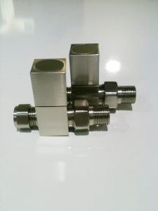 Picture of Brushed Nickel Square STRAIGHT Radiator Valves - Pair