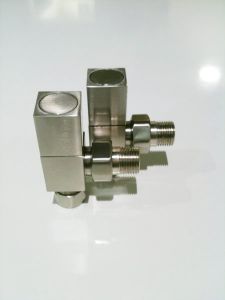 Picture of Brushed Nickel Square ANGLED Radiator Valves - Pair