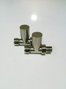 Picture of Brushed Nickel STRAIGHT Radiator Valves - Pair