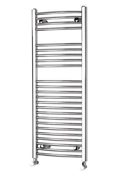 Picture of 400mm Wide 1200mm High Chrome CURVED Eco Heated Towel Rail