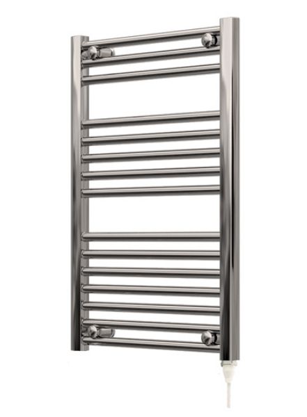 Picture of 500mm Wide 750mm High Chrome Flat Pre-Filled Electric Towel Rail - Standard