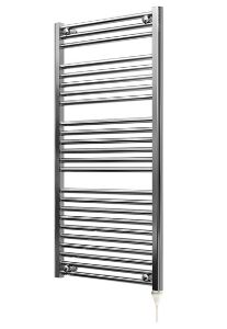 Picture of 500mm Wide 1150mm High Chrome Flat Pre-filled Electric Towel Rail - Standard
