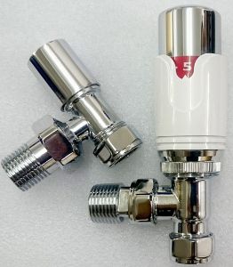 Picture of Thermostatic White Angled Radiator Valve Set