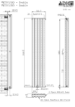 Technical Drawing for VERTICA White Vertical Radiator 300mm Wide 1500mm High - Double
