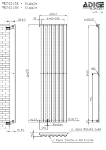 Technical Drawing for VERTICA Anthracite Vertical Radiator 420mm Wide 1500mm High - Single