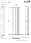 Technical Drawing for VERTICA Anthracite Vertical Radiator 420mm Wide 1500mm High - Double