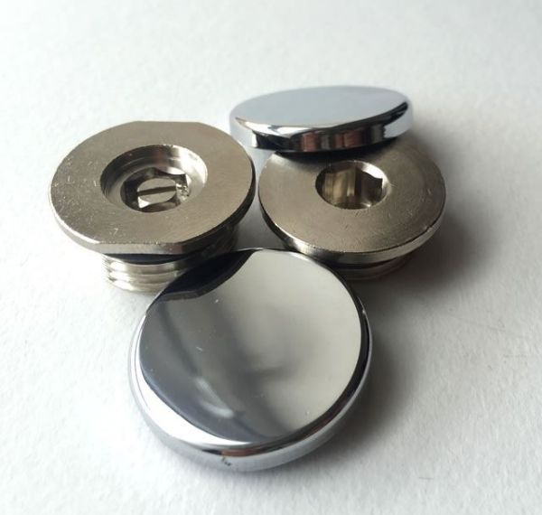 Concealed Blanking Plug & Bleed Valve with Cover Caps - Chrome