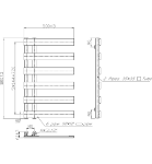 EMRENO 500mm Wide 800mm High Chrome Designer Towel Radiator Technical Drawing