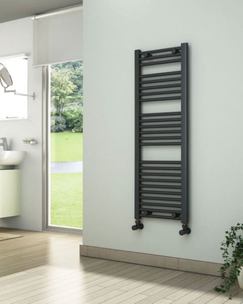 1400 mm High 400 mm Wide Black Heated Towel Rail Radiator Designer Bathroom Rad 