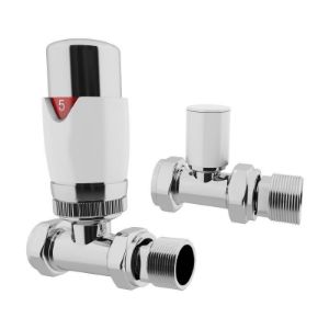 Picture of Thermostatic White Straight Radiator Valve Set