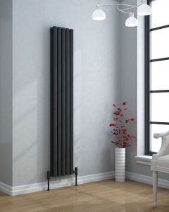 VERTICA 1500x300mm Anthracite Double Oval Tube Vertical Radiator