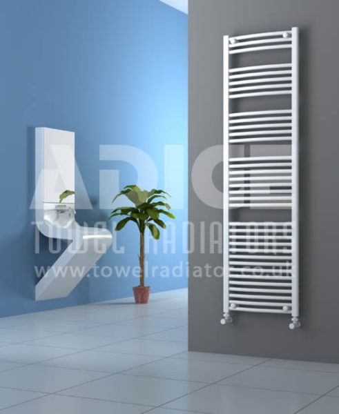 Picture of 500mm Wide 1750mm High White Curved Towel Radiator