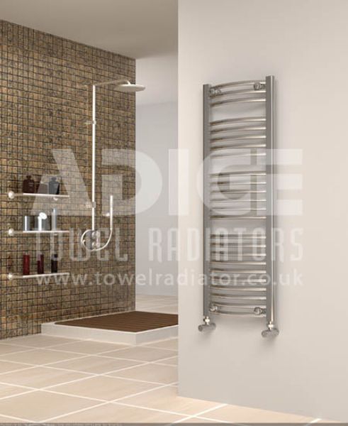 Picture of 400mm Wide 1150mm High Chrome Curved Towel Radiator