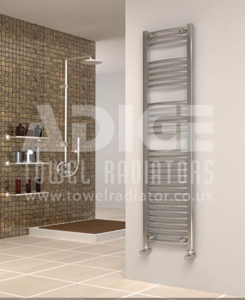 Picture of 400mm Wide 1500mm High Chrome Curved Towel Radiator