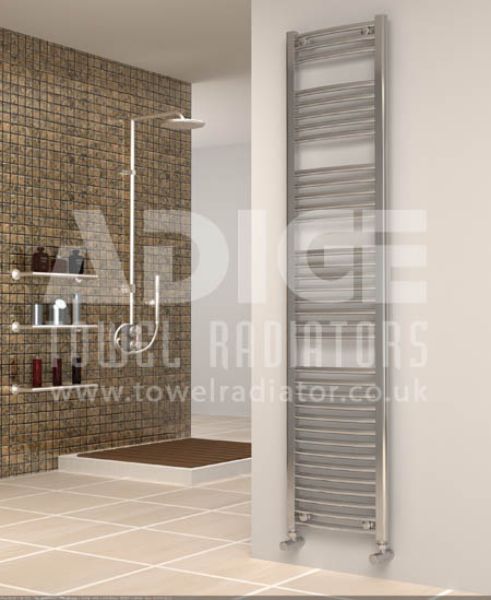 Picture of 400mm Wide 1750mm High Chrome Curved Towel Radiator