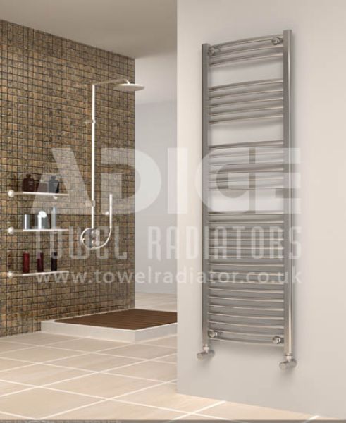 Picture of 500mm Wide 1500mm High Chrome Curved Towel Radiator