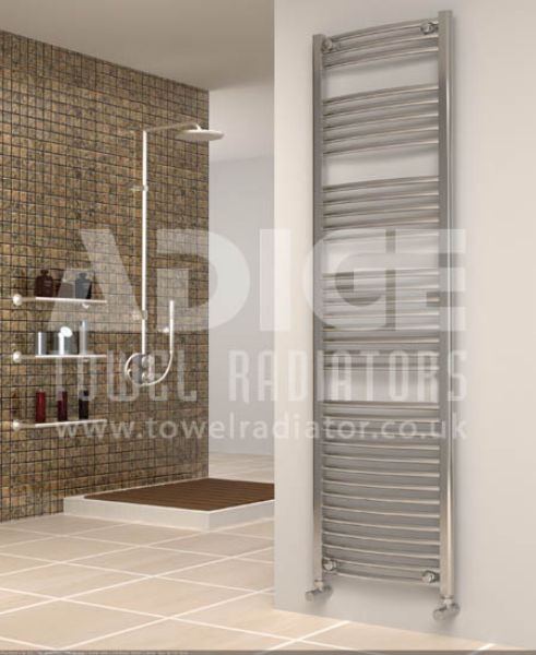 Picture of 500mm Wide 1750mm High Chrome Curved Towel Radiator