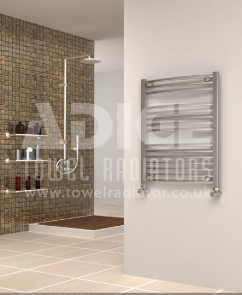 Picture of 600mm Wide 750mm High Chrome Curved Towel Radiator