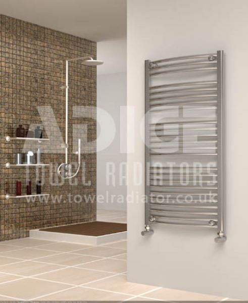 Picture of 600mm Wide 1150mm High Chrome Curved Towel Radiator
