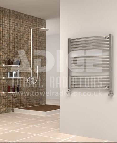 Picture of 700mm Wide 750mm High Chrome Curved Towel Radiator