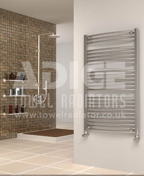 Picture of 700mm Wide 1150mm High Chrome Curved Towel Radiator