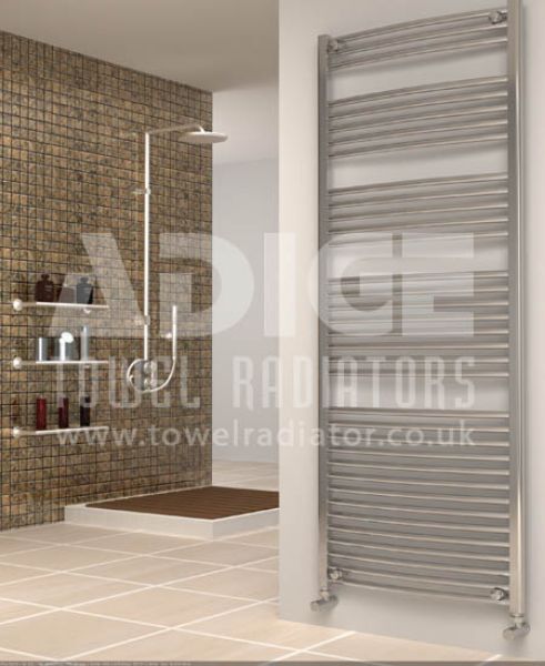 Picture of 700mm Wide 1750mm High Chrome Curved Towel Radiator