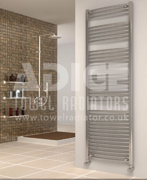 Picture of 600mm Wide 1750mm High Chrome Curved Towel Radiator