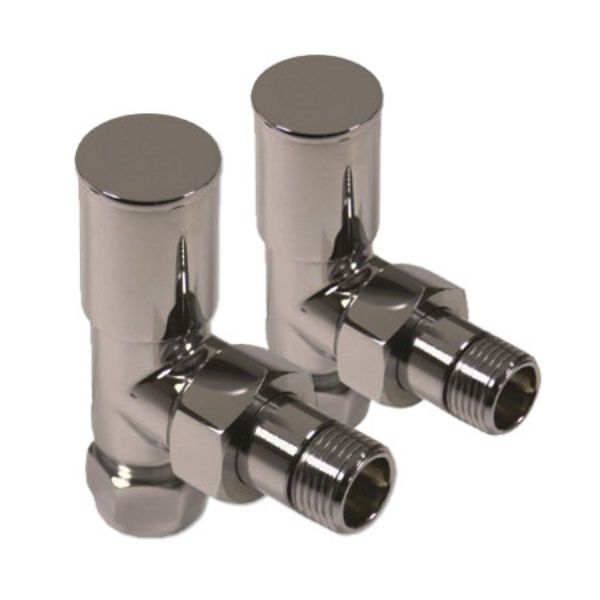 Picture of Brushed Nickel ANGLED Radiator Valves - Pair