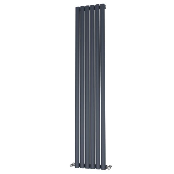 Picture of OLIVER 348mm Wide 1800mm High Elliptical Tube Radiator - Anthracite Single