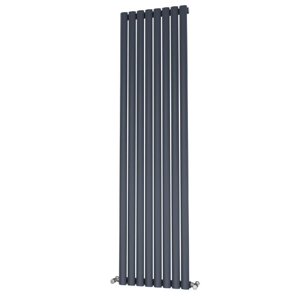 Picture of OLIVER 464mm Wide 1800mm High Elliptical Tube Radiator - Anthracite Single