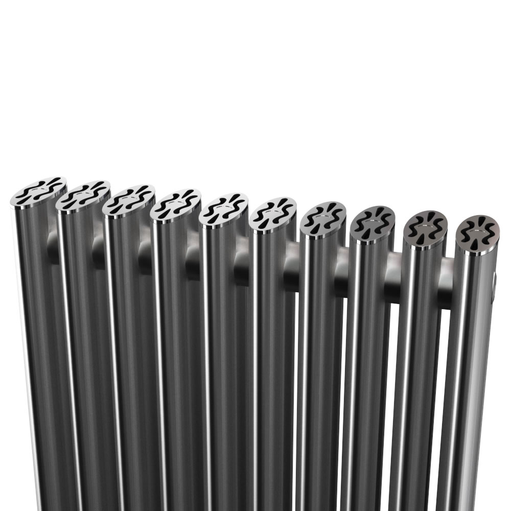 ORLANDA 425mm Wide 1800mm High Oval Tube Aluminium Radiator - Oxidised