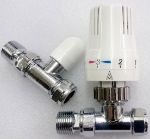 Picture of Thermostatic White Straight Radiator Valve - Set