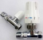 Picture of Thermostatic White Straight Radiator Valve (TRV) | Bi-directional 15mm x 1/2inch