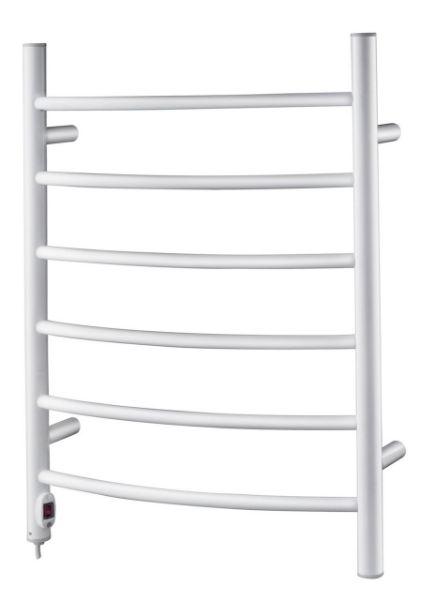 Picture of Stainless Steel Electric Towel Rail White 530mm Wide 700mm High CURVED