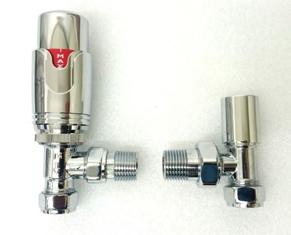 Picture of Thermostatic Chrome Angled Radiator Valve Set