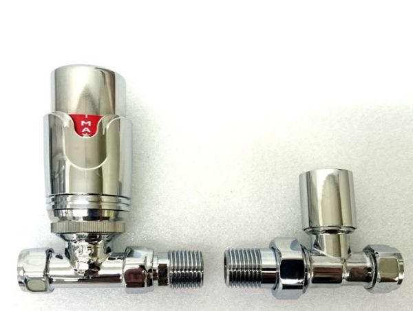 Picture of Thermostatic Chrome Straight Radiator Valve (TRV) | Bi-directional 15mm x 1/2inch