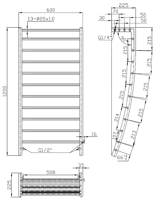 POLIFEMO 600mm Wide 1200mm High Chrome Designer Towel Radiator
