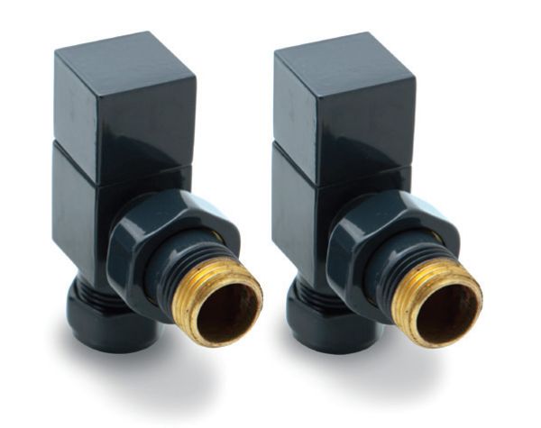Picture of Pair of Square Anthracite color ANGLED Valves - LOGE