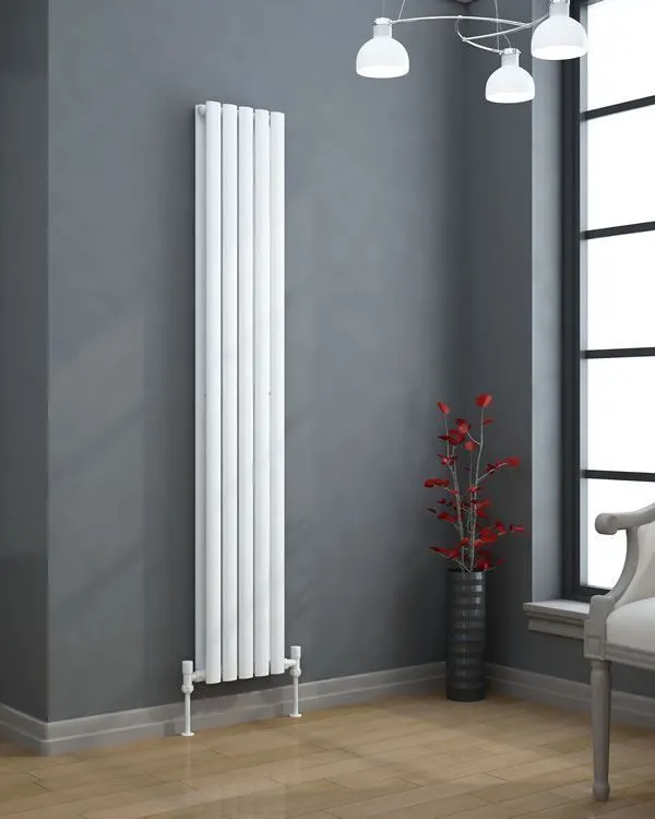 VERTICA Designer Vertical Radiator 1500x300mm White Double Oval Tube