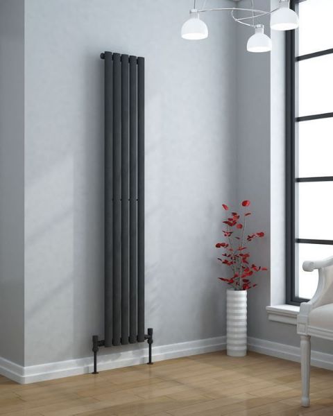 VERTICA 300mm Wide 1800mm High Slim Anthracite Designer Radiator