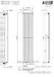 Technical Drawing for VERTICA White Vertical Radiator 300mm Wide 1500mm High - Single