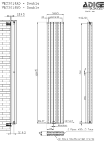 Technical Drawing for VERTICA Anthracite Vertical Radiator 300mm Wide 1800mm High - Double
