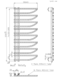 ENZANA Designer Chrome Towel Radiator Technical Drawing