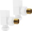 White Square ANGLED Radiator Valves - Pair
