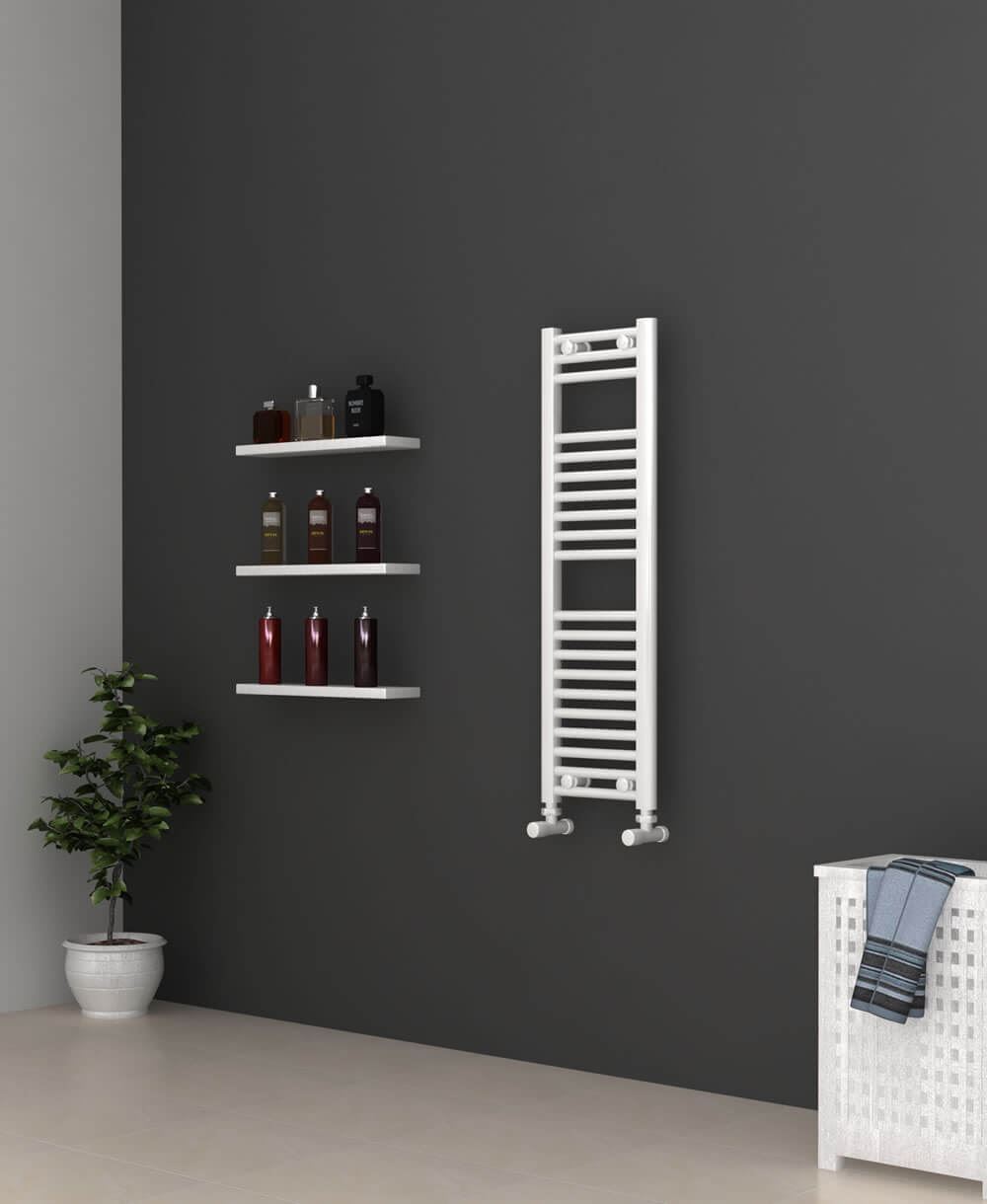 300mm Wide 1000mm High White Flat Towel Radiator