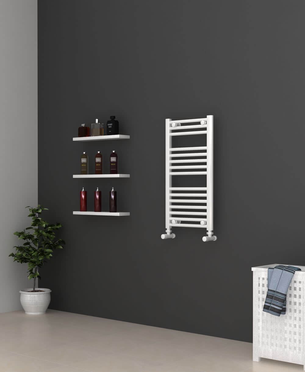 400mm Wide 750mm High White Flat Towel Radiator