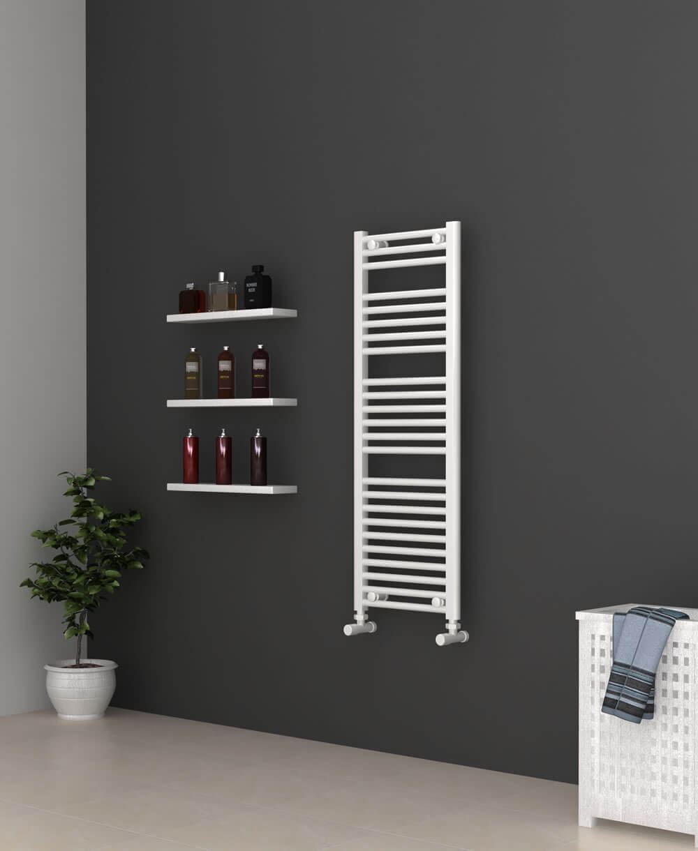 400mm Wide 1150mm High White Flat Towel Radiator