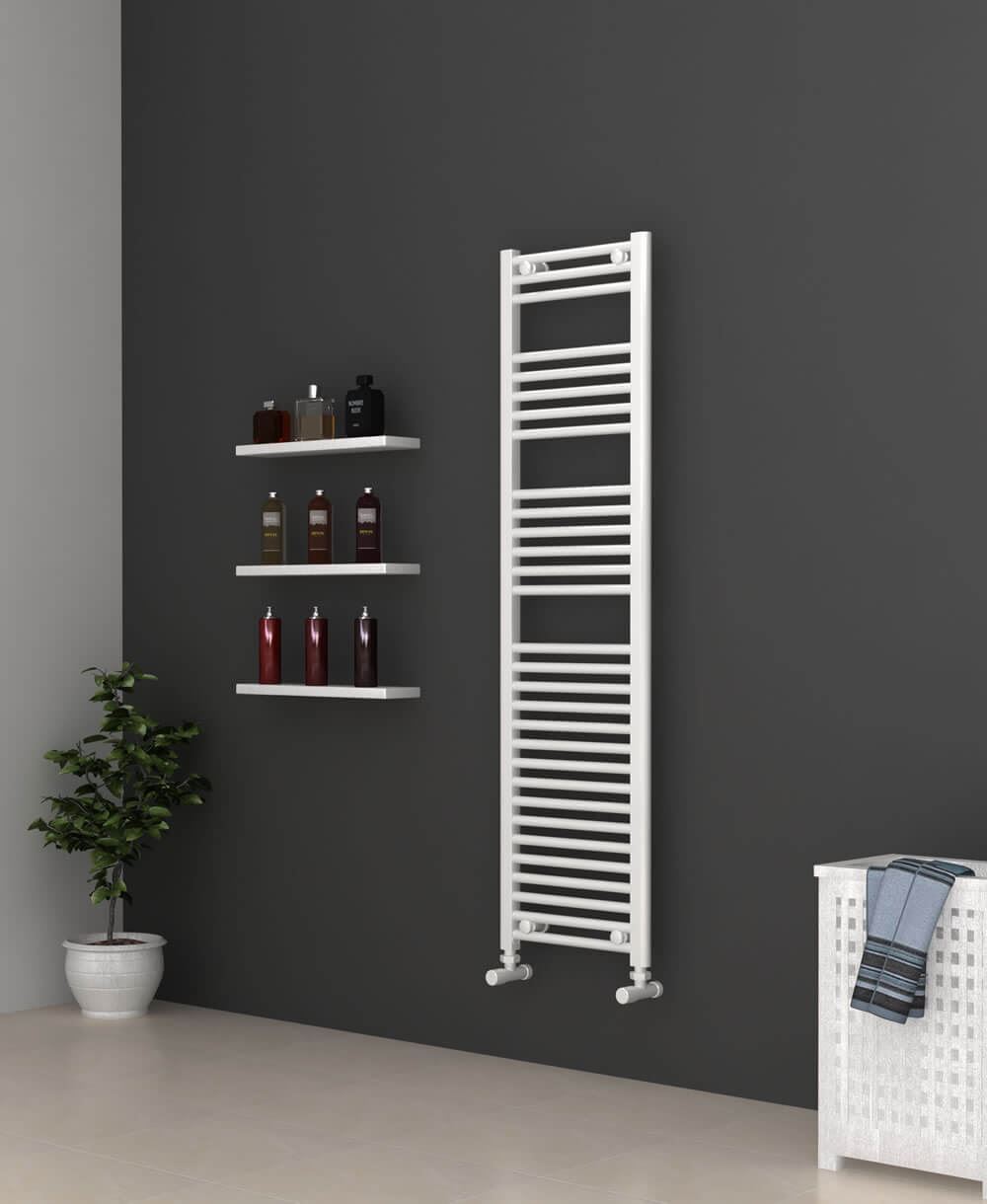 400mm Wide 1500mm High White Flat Towel Radiator